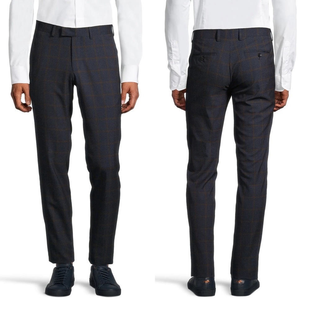 New Soul Of London Fancy Check Trousers Blue Plaid Size 39 Regular Dress Pants